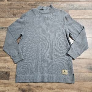 Lauren Ralph Lauren Gray 100% Cotton Mock Neck Knit Tunic Sweater Medium